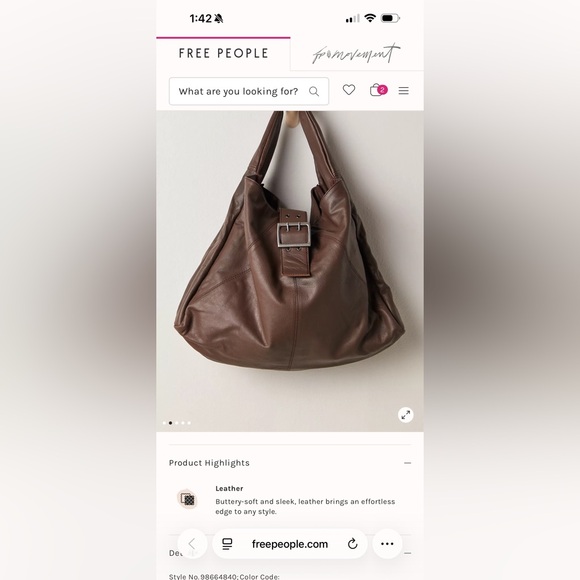 Free people black leather tote - Picture 5 of 9